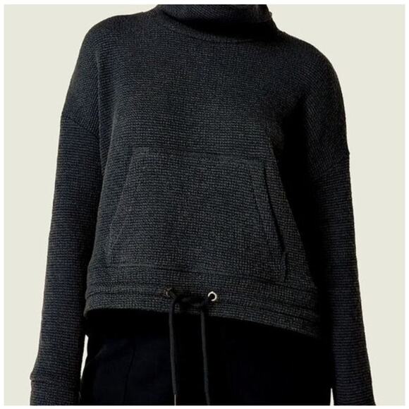 SWEATY BETTY Restful Boucle Textured Pullover Sweatshirt Black, Size 8 - Picture 12 of 14